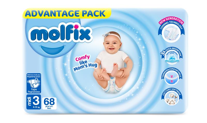 Пелени за еднократна употреба Molfix Midi №3 68 бр
