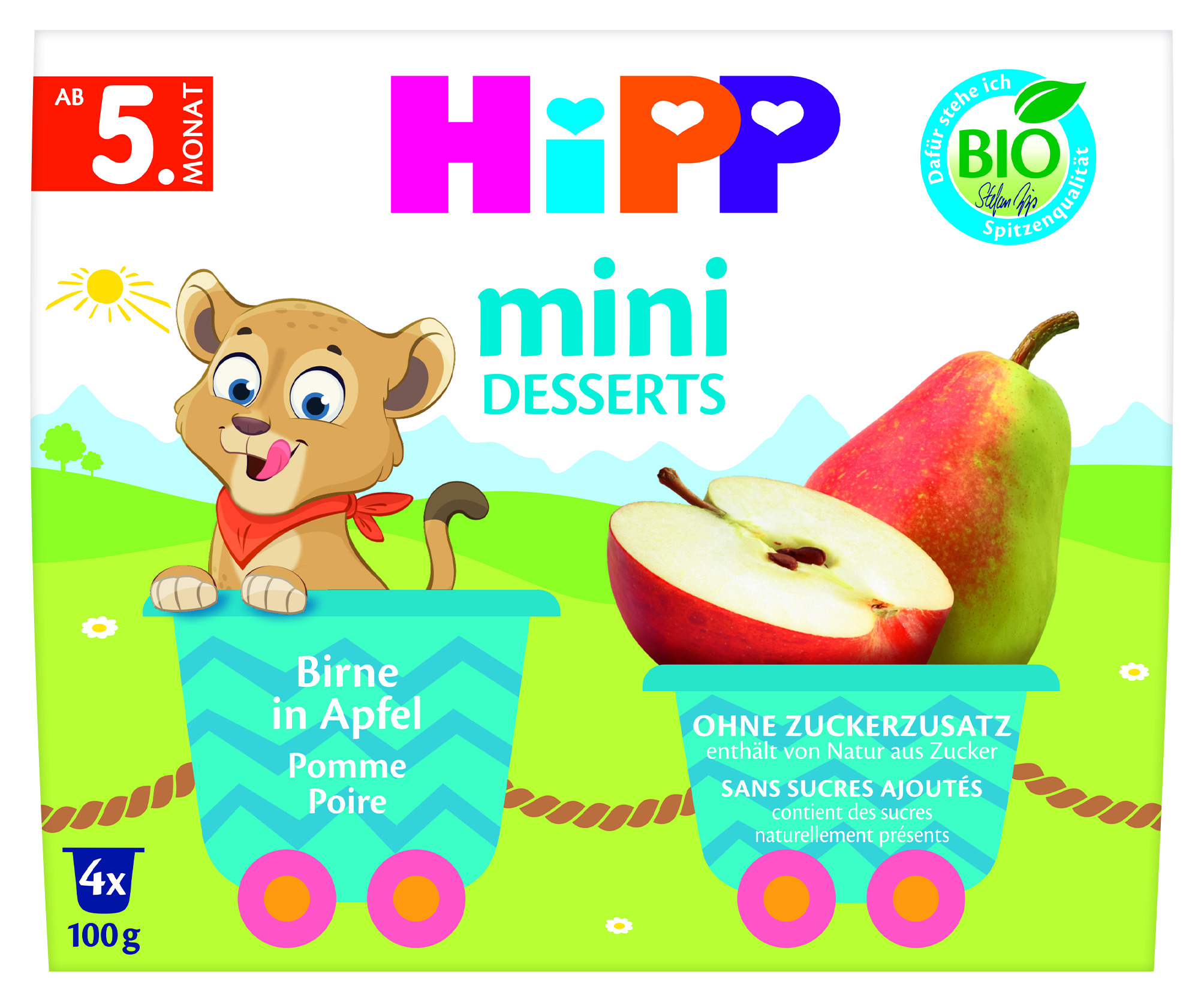 Бебешки десерт HiPP mini DESSERTS круша в ябълка 4x100 г