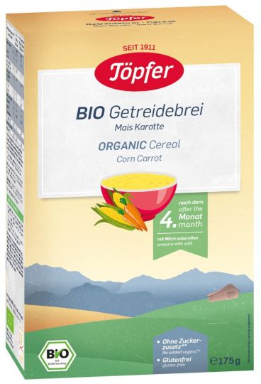 Бебешка каша Töpfer BIO Getreidebrei Mais Karotte 175 гр