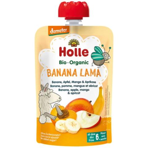 Бебешко пюре Banana Lama банан, ябълка, манго и кайсия 100 г