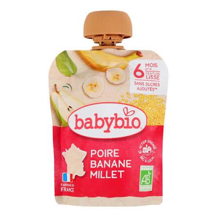 Бебешко био плодово пюре Babybio Poire Banane Millet 90 г