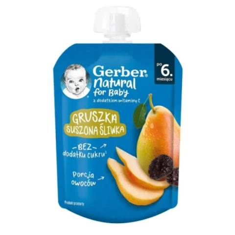 Бебешко пюре Gerber Natural for Baby круша и сушена слива 80 г