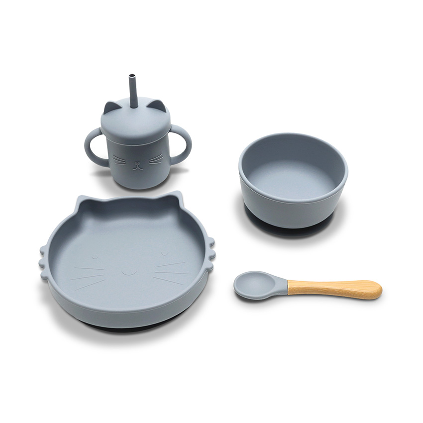 Комплект за хранене Silicone Feeding Set 4 бр. GREY