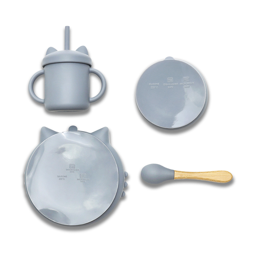Комплект за хранене Silicone Feeding Set 4 бр. GREY