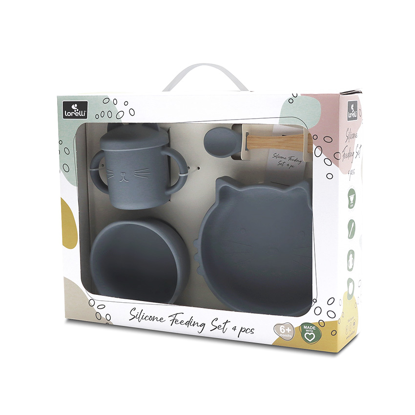 Комплект за хранене Silicone Feeding Set 4 бр. GREY