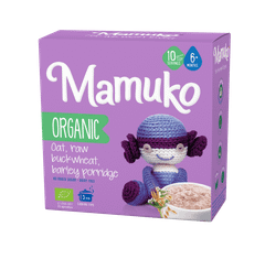 Бебешка каша Mamuko Organic Oat, raw buckwheat, barley, spelt wheat and rye porridge 10 servings 6+ months