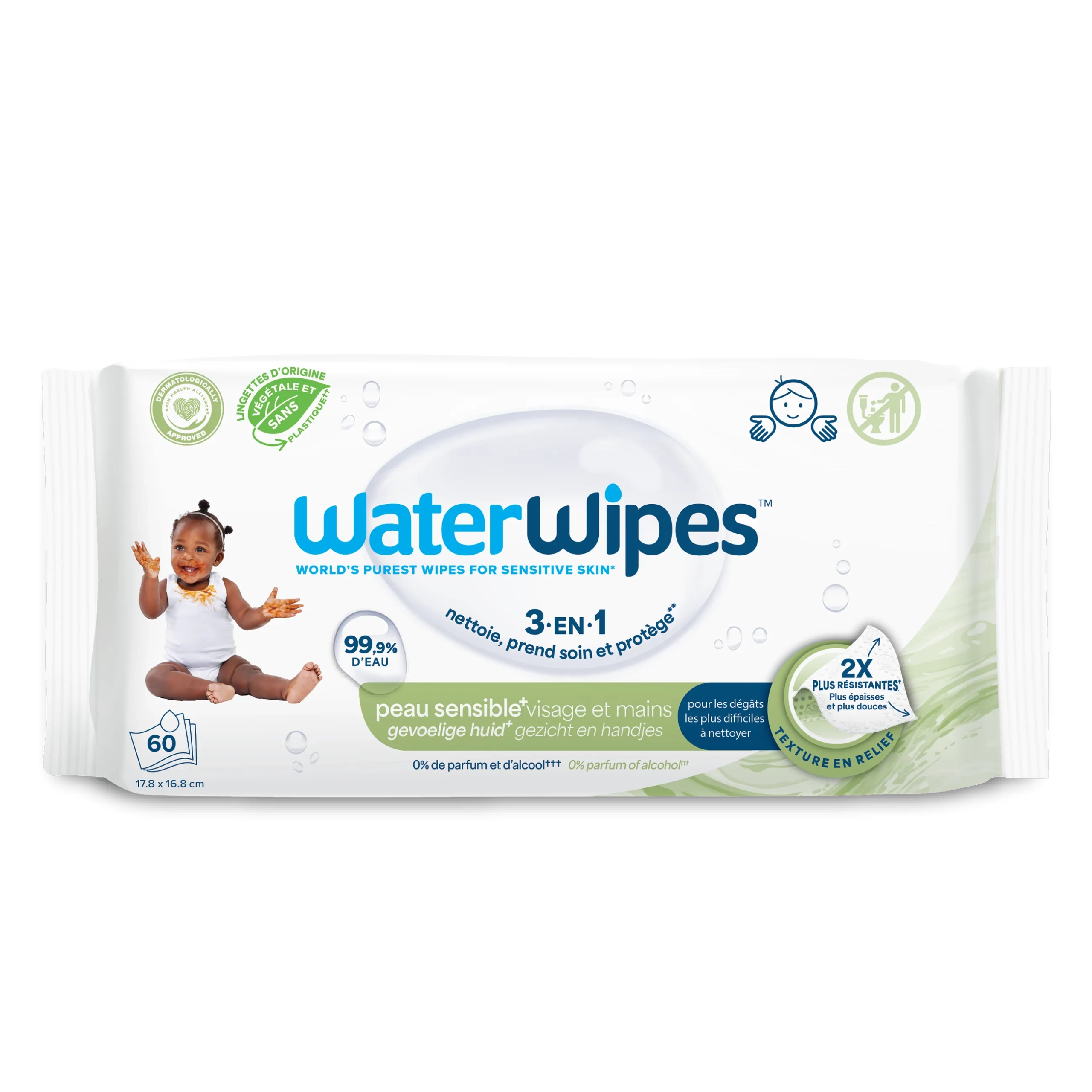 Мокри кърпички WaterWipes Sensitive+ Baby & Toddler Textured 60 бр