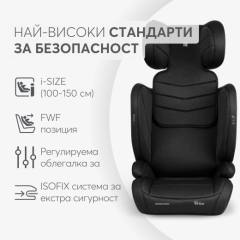 KikkaBoo i-Stand i-Size столче за кола 100-150 см, черно