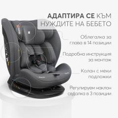 KikkaBoo i-Explore 2 столче за кола i-Size 40-150 см, черно