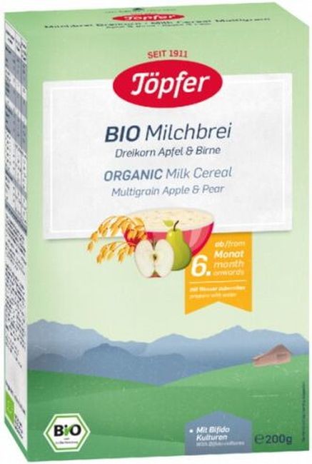 Бебешка каша BIO Milchbrei Dreikorn Apfel & Birne 200 г.