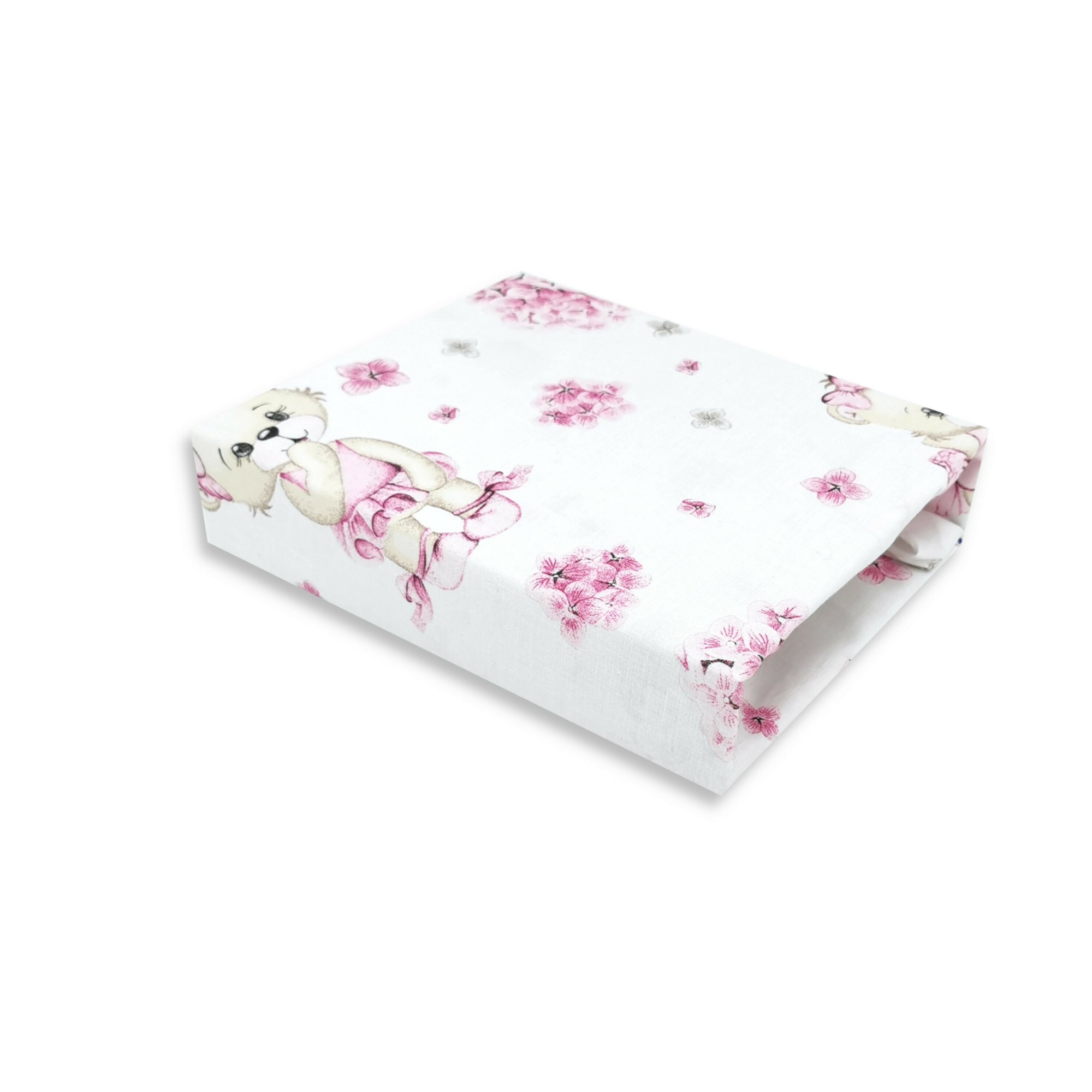 Чаршаф с ластик Little Bear Pink за кош за количка 90/50 см