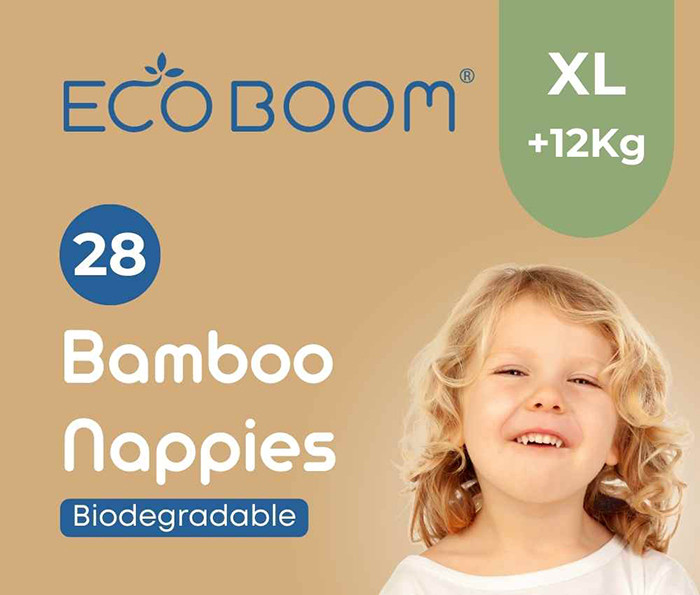 Бебешки пелени Eco Boom Biodegradable Bamboo Diapers XL 12-17 кг 28 бр.