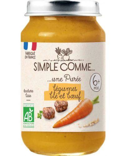 Бебешко пюре Simple comme с говеждо, пшеница и зеленчуци, 6 м+, 190 г