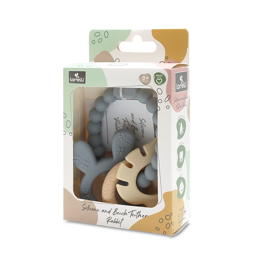 Силиконова гризалка с бук зайче Rabbit Grey