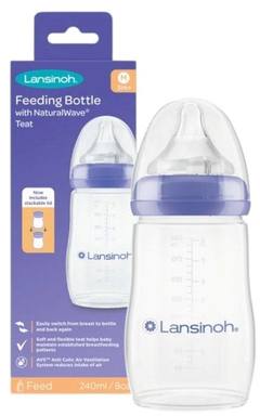 Шише с биберон Lansinoh NaturalWave, 3 м+, 240 мл