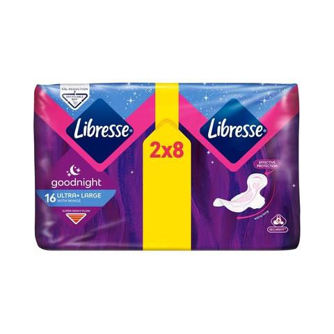 Дамски превръзки Libresse Goodnight Ultra Large+ Wings Duo Pack 2x8 бр.
