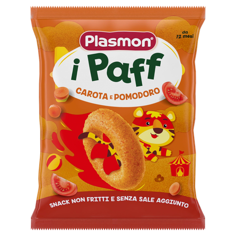 Бебешки снакс Plasmon Paff, домат и морков 15 г