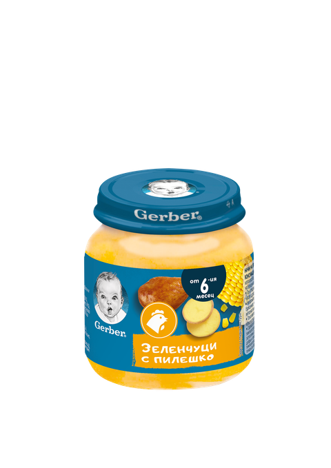 Бебешко пюре Gerber зеленчуци с пилешко 6+ месеца 190 г