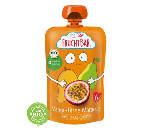 Бебешко био пюре FruchtBar манго, круша и маракуя 100 г