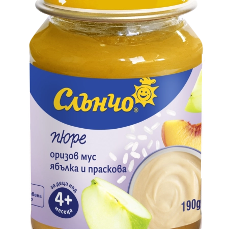 Оризов мус с ябълка и праскова, 4+м, 190г.