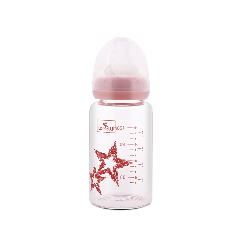 Стъклено шише с биберон anti-colic 120 мл. / blush pink