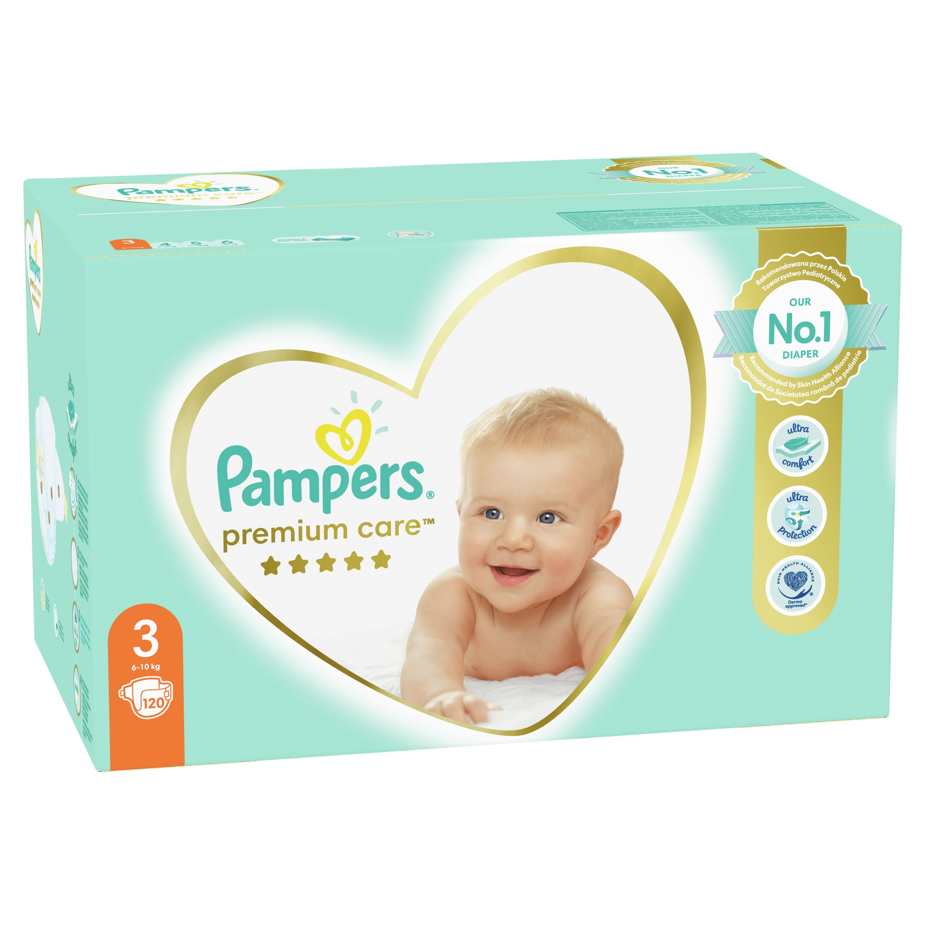 Пелени за еднократна употреба Pampers Premium Care размер 3, 120 броя