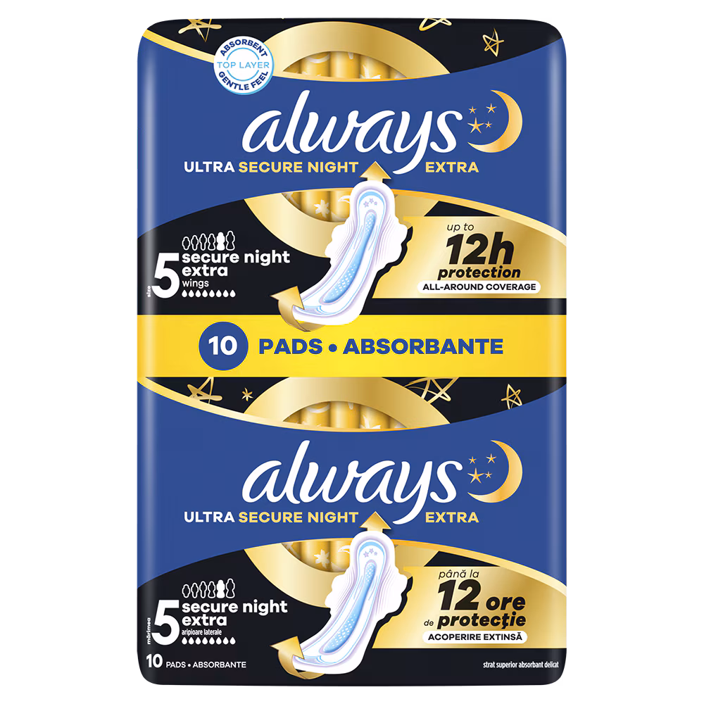 Дамски превръзки Always Ultra Secure Night Extra размер 5 10 броя