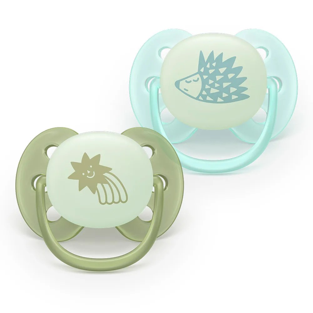 Залъгалка Philips Avent ultra soft nighttime SCF094/01 0-6 месеца 2 броя