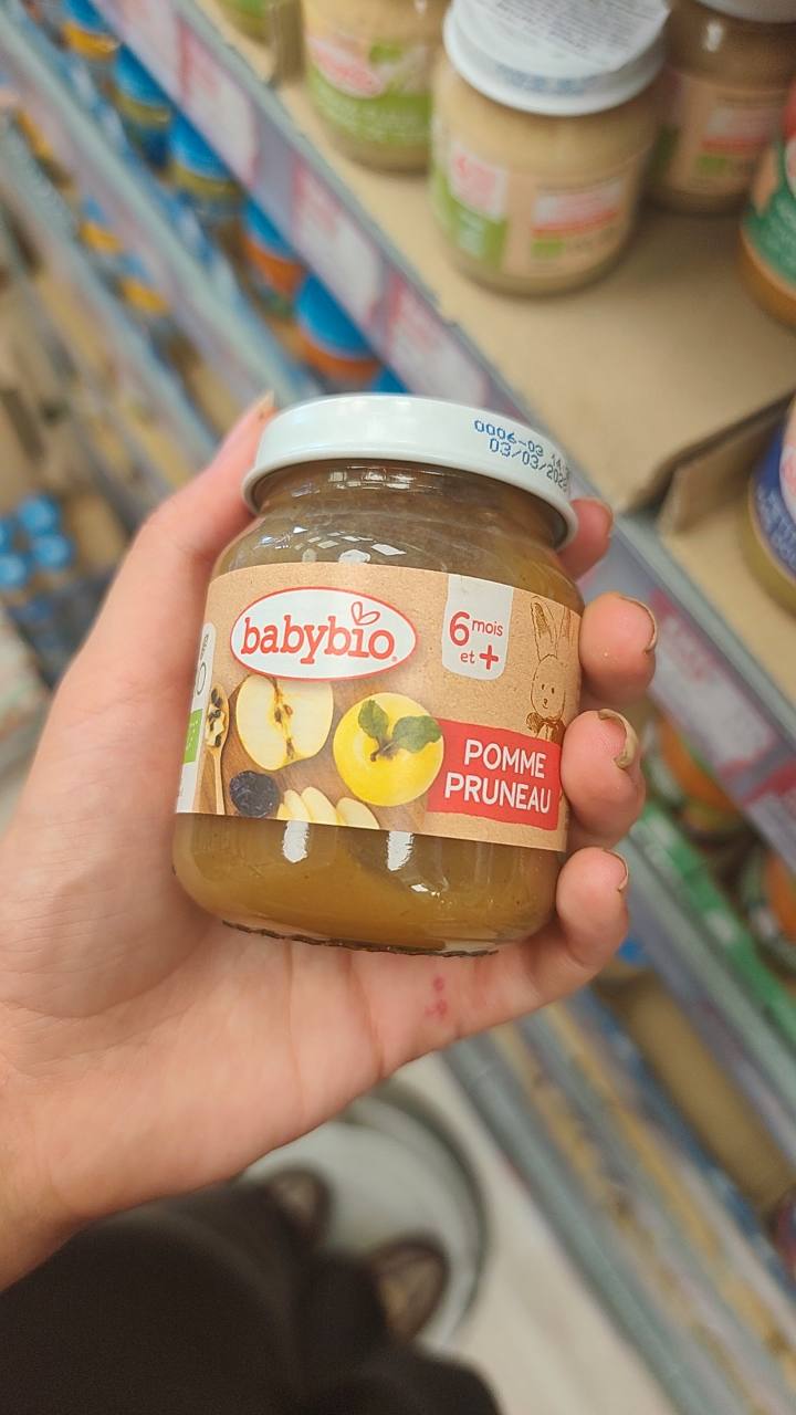 Бебешко пюре Babybio ябълка и синя слива 6м+
