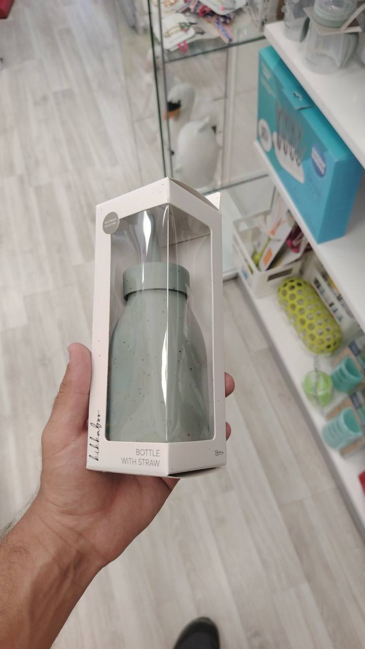 Бебешко шише със сламка bottle with straw sage 18m+