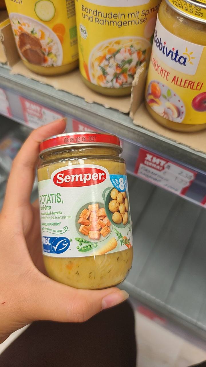 Бебешко пюре Semper Potatis, Lax & Ärtor 190 г