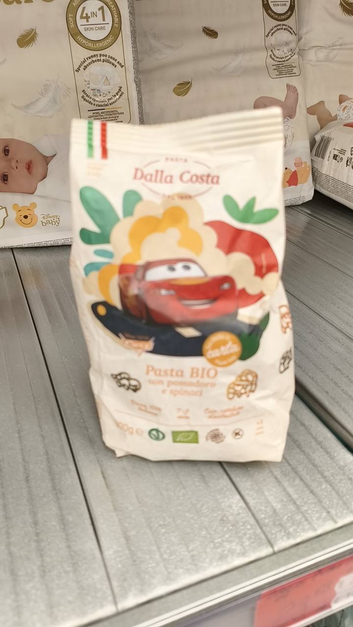 Био паста Disney Cars Pasta BIO con pomodoro e spinaci 300 г