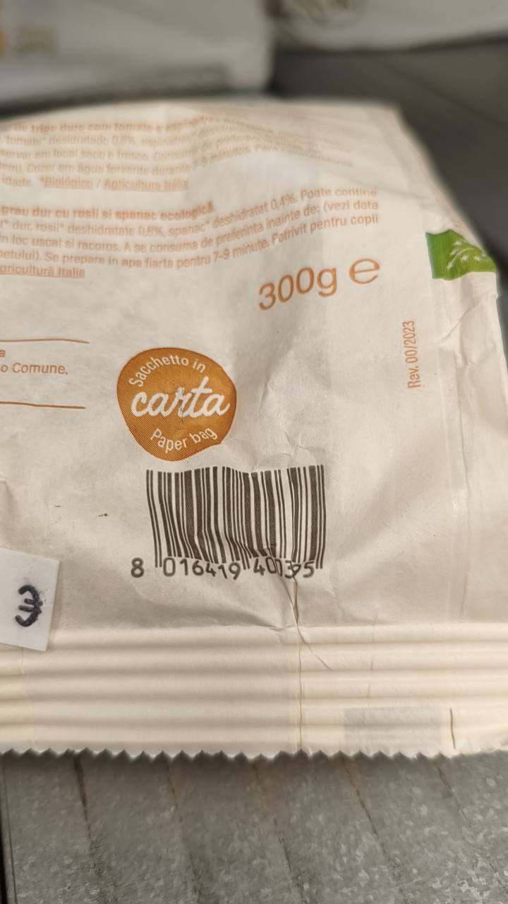 Био паста Dalla Costa Pasta BIO con pomodoro e spinaci Disney Cars 300 г