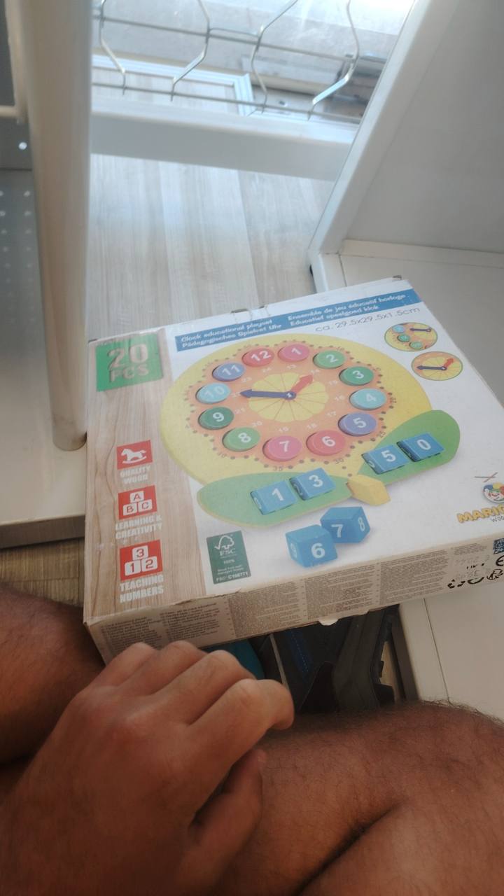 Дървен образователен часовник clock educational playset 20 pcs. 29.5x29.5x1.5cm