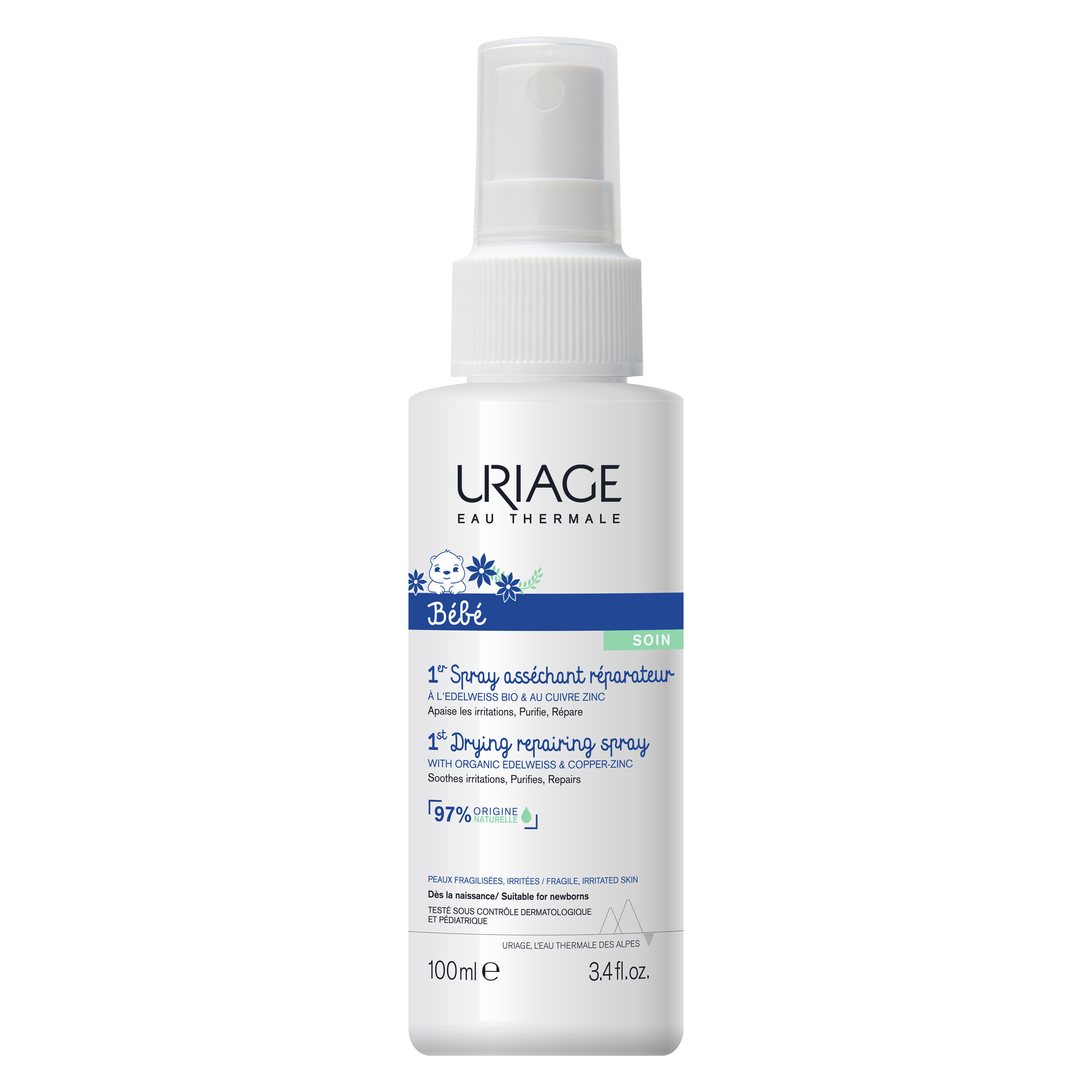 Бебешки подсушаващ възстановяващ спрей Uriage Bébé 1st Drying Repairing Spray 100 мл.
