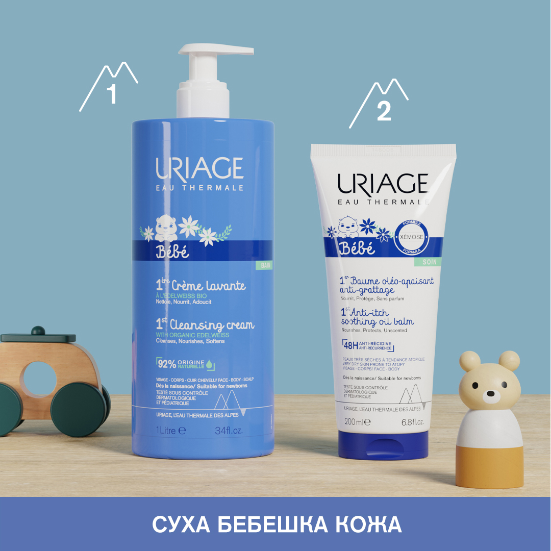 Почистващ душ-крем Uriage Bebe 1ere Creme Lavante 1 л