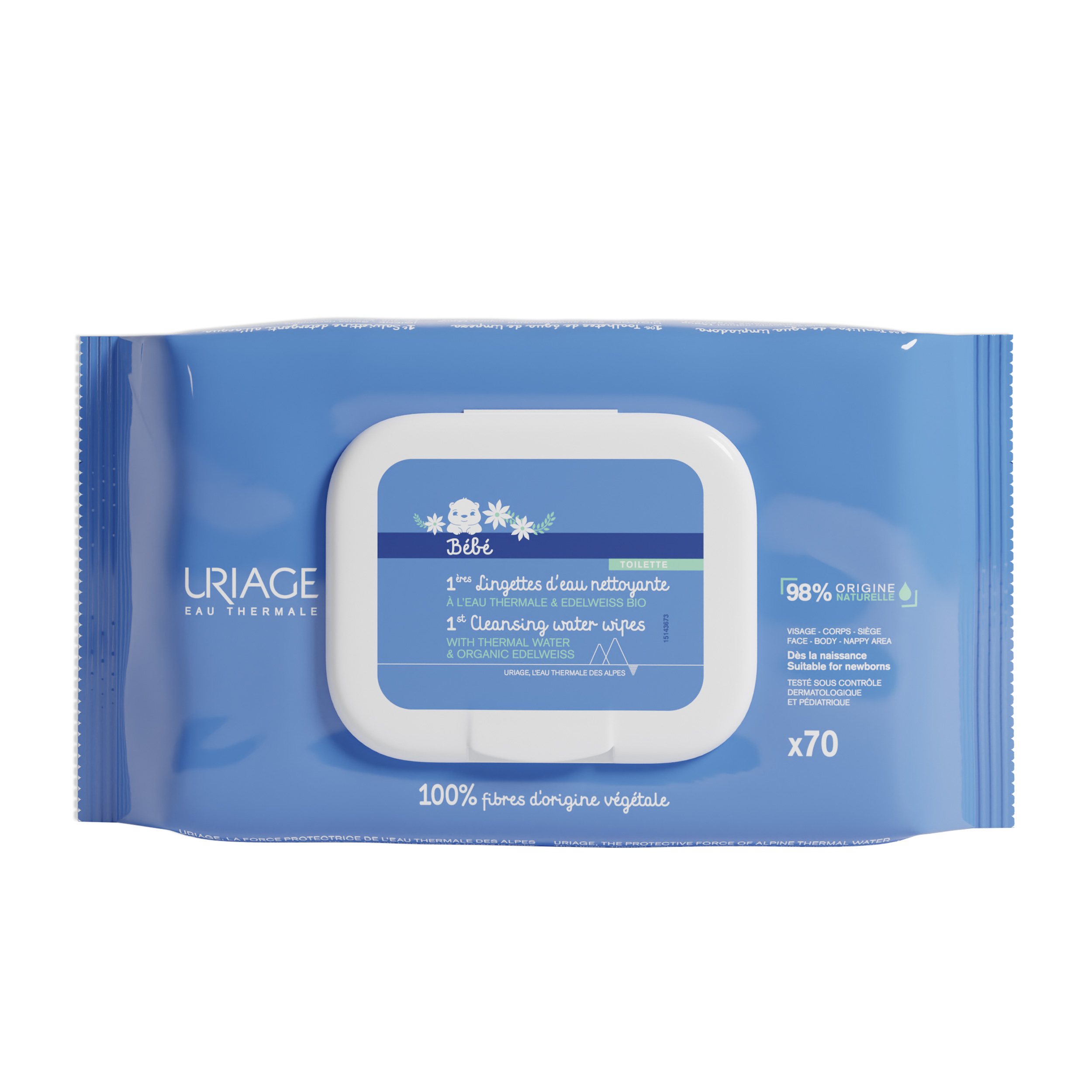 Мокри кърпички Uriage Bébé 1st Cleansing water wipes 70 броя